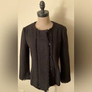 AnnTaylor Tweed Fringe Black Blazer Jacket Sz. 6
